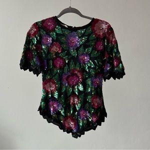 Vintage sequined silk blouse